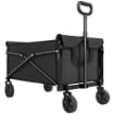 Carrello da Giardino 80L Pieghevole con Maniglia Regolabile, in Metallo e Tessuto Oxford, 78x47.5x92 cm, Nero
