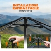 Tenda Pop-Up per 2-3 Persone con Finestre in Rete e Borsa, 240x240x160 cm, Cachi