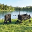 CARRELLO DA GIARDINO PIEGHEVOLE 90L CON MANICO REGOLABILE E PORTABICCHIERI, NERO