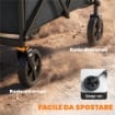 CARRELLO DA GIARDINO PIEGHEVOLE 66L CON MANICO REGOLABILE E PORTABICCHIERI, NERO