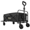 Carrello da Giardino 72L Pieghevole con Manico Regolabile, in Acciaio e Tessuto Oxford, 114x46x92 cm, Nero