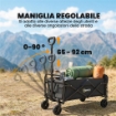 Carrello da Giardino 72L Pieghevole con Manico Regolabile, in Acciaio e Tessuto Oxford, 114x46x92 cm, Nero