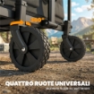 Carrello da Giardino 72L Pieghevole con Manico Regolabile, in Acciaio e Tessuto Oxford, 114x46x92 cm, Nero