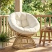 POLTRONA PAPASAN RATTAN 360¦ MOON CHAIR CON CUSCINO INTERNI/ESTERNI, BIANCO CREMA