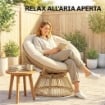 POLTRONA PAPASAN RATTAN 360¦ MOON CHAIR CON CUSCINO INTERNI/ESTERNI, BIANCO CREMA