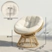 POLTRONA PAPASAN RATTAN 360¦ MOON CHAIR CON CUSCINO INTERNI/ESTERNI, BIANCO CREMA