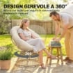 POLTRONA PAPASAN RATTAN 360¦ MOON CHAIR CON CUSCINO INTERNI/ESTERNI, BIANCO CREMA