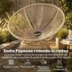 POLTRONA PAPASAN RATTAN 360¦ MOON CHAIR CON CUSCINO INTERNI/ESTERNI, BIANCO CREMA