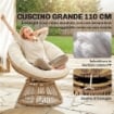 POLTRONA PAPASAN RATTAN 360¦ MOON CHAIR CON CUSCINO INTERNI/ESTERNI, BIANCO CREMA