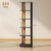 LIBRERIA MODERNA SALVASPAZIO A 5 RIPIANI IN LEGNO 45X21X170 CM, MARRONE E NERO