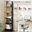 LIBRERIA MODERNA SALVASPAZIO A 5 RIPIANI IN LEGNO 45X21X170 CM, MARRONE E NERO