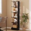 LIBRERIA MODERNA SALVASPAZIO A 5 RIPIANI IN LEGNO 45X21X170 CM, MARRONE E NERO