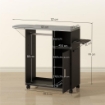 Mobile Asse da Stiro con Piano d'Appoggio Effetto Lino, 3 Ripiani a Cubo e Guida, 127x42.5x99 cm, Nero