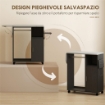 Mobile Asse da Stiro con Piano d'Appoggio Effetto Lino, 3 Ripiani a Cubo e Guida, 127x42.5x99 cm, Nero