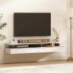 Set di 2 Comodini Sospesi con Cassetto e Mensola Aperta, 35x32x22.5 cm, Bianco