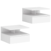 Set di 2 Comodini Sospesi con Cassetto e Mensola Aperta, 35x32x22.5 cm, Bianco