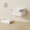 Set di 2 Comodini Sospesi con Cassetto e Mensola Aperta, 35x32x22.5 cm, Bianco