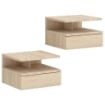 Set di 2 Comodini Sospesi con Cassetto e Mensola Aperta, 35x32x22.5 cm, Rovere
