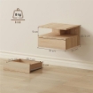 Set di 2 Comodini Sospesi con Cassetto e Mensola Aperta, 35x32x22.5 cm, Rovere