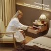 Set di 2 Comodini Sospesi con Cassetto e Mensola Aperta, 35x32x22.5 cm, Rovere