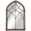 SPECCHIO DA PARETE AD ARCO CON DETTAGLI MODERNI E GANCI, IN LEGNO E VETRO, 60X93 CM, MARRONE E NERO