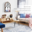 SPECCHIO DA PARETE AD ARCO CON DETTAGLI MODERNI E GANCI, IN LEGNO E VETRO, 60X93 CM, MARRONE E NERO