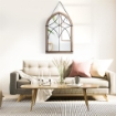SPECCHIO DA PARETE AD ARCO CON DETTAGLI MODERNI E GANCI, IN LEGNO E VETRO, 60X93 CM, MARRONE E NERO