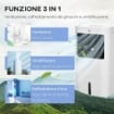 RAFFRESCATORE EVAPORATIVO E VENTILATORE CON GHIACCIO 3 IN 1 A 3 VELOCITÀ CON TIMER, 32X37X74 CM, BIANCO
