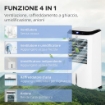 Climatizzatore Raffrescante d'Aria Mobile, Ventilatore Ionizzatore 4 in 1 con Telecomando, Portatile, Silenzioso, Oscillante 60W, CapacitÓ Massima Serbatoio 10L, Ideale Stanze 20 m¦ Massimo, Bianco e 