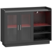 Mobile Portabottiglie con Luce LED e Scaffale Regolabile, in Legno e Vetro, 120x38x88 cm, Nero