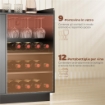 Mobile Portabottiglie con Luce LED e Scaffale Regolabile, in Legno e Vetro, 120x38x88 cm, Nero
