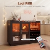 Mobile Portabottiglie con Luce LED e Scaffale Regolabile, in Legno e Vetro, 120x38x88 cm, Nero