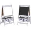 Lavagna per Bambini con Cavalletto 3 in 1 e 2 Contenitori, EtÓ 3-8 anni, 54x46.5x93cm, Grigio