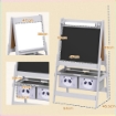 Lavagna per Bambini con Cavalletto 3 in 1 e 2 Contenitori, EtÓ 3-8 anni, 54x46.5x93cm, Grigio