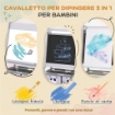 Lavagna per Bambini con Cavalletto 3 in 1 e 2 Contenitori, EtÓ 3-8 anni, 54x46.5x93cm, Grigio