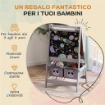 Lavagna per Bambini con Cavalletto 3 in 1 e 2 Contenitori, EtÓ 3-8 anni, 54x46.5x93cm, Grigio