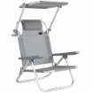 SEDIA A SDRAIO RECLINABILE A 6 LIVELLI CON TETTUCCIO REGOLABILE E POGGIATESTA, IN ALLUMINIO E RETE, 62X68X79, GRIGIO