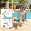 SEDIA A SDRAIO RECLINABILE A 6 LIVELLI CON TETTUCCIO REGOLABILE E POGGIATESTA, IN ALLUMINIO E RETE, 62X68X79, GRIGIO