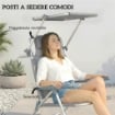 SEDIA A SDRAIO RECLINABILE A 6 LIVELLI CON TETTUCCIO REGOLABILE E POGGIATESTA, IN ALLUMINIO E RETE, 62X68X79, GRIGIO