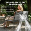 panca da giardino in metallo, 2 posti, tessuto traspirante Texteline, colore grigio.