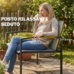 panca da giardino in metallo, 2 posti, tessuto traspirante Texteline, colore grigio.