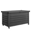 Cassa 350L, Box Metallo con Coperchio Bloccabile, Ruote, Maniglie Laterali, Grigio