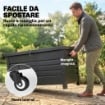 Cassa 350L, Box Metallo con Coperchio Bloccabile, Ruote, Maniglie Laterali, Grigio