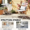 SET BISTRÒ DA ESTERNO PIEGHEVOLE CON TAVOLO E 2 SEDIE, BIANCO