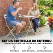 SET BISTRÒ DA ESTERNO PIEGHEVOLE CON TAVOLO E 2 SEDIE, BIANCO