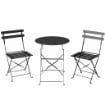 SET BISTRÒ ESTERNO, ARREDO GIARDINO PIEGHEVOLE CON TAVOLO E 2 SEDIE, NERO.