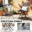 SET BISTRÒ ESTERNO, ARREDO GIARDINO PIEGHEVOLE CON TAVOLO E 2 SEDIE, NERO.