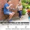 SET BISTRÒ ESTERNO, ARREDO GIARDINO PIEGHEVOLE CON TAVOLO E 2 SEDIE, NERO.