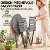 SET BISTRÒ ESTERNO, ARREDO GIARDINO PIEGHEVOLE CON TAVOLO E 2 SEDIE, NERO.