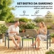 Set da Giardino 3pz con 2 Sedie da Esterno e Tavolino da CaffÞ, in HDPE e Metallo, Grigio Scuro